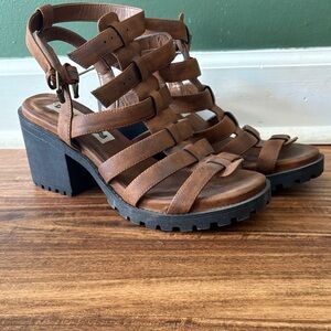 Dirty Laundry Brown Strappy Block Heel Sandals